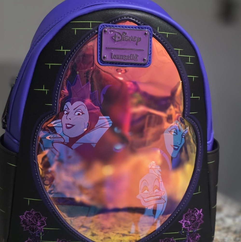 Disney Villains Exclusive Stained Glass Glow Loungefly Mini Backpack